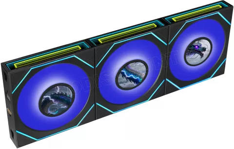 Photo de Lot de 3 Ventilateurs de boitier Lian Li Uni Fan SL-Infinity LCD Flex Reverse RGB - 12cm (Noir)