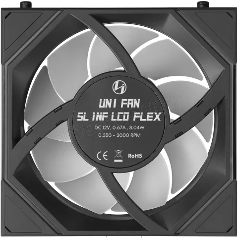 Photo de Lot de 3 Ventilateurs de boitier Lian Li Uni Fan SL-Infinity LCD Flex Reverse RGB - 12cm (Noir)