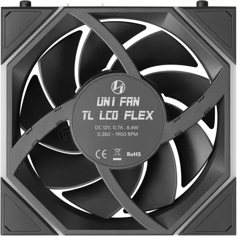 Photo de Lot de 3 Ventilateurs de boitier Lian Li Uni Fan TL LCD Flex - 12cm (Noir)