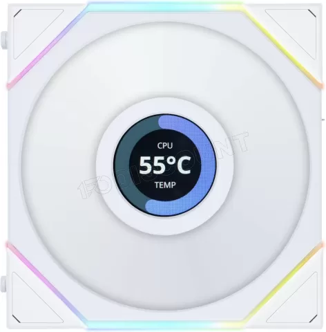 Photo de Lot de 3 Ventilateurs de boitier Lian Li Uni Fan TL LCD Reverse RGB - 12cm (Blanc)