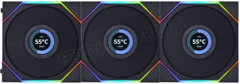 Photo de Lot de 3 Ventilateurs de boitier Lian Li Uni Fan TL LCD Reverse RGB - 12cm (Noir)