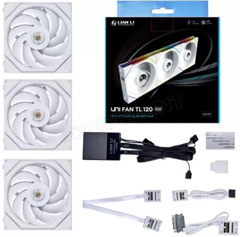 Photo de Lot de 3 Ventilateurs de boitier Lian Li Uni Fan TL RGB - 12cm (Blanc)