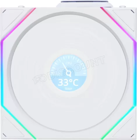 Photo de Lot de 3 Ventilateurs de boitier Lian Li Uni Fan TL Wireless LCD Reverse RGB - 12cm (Blanc)