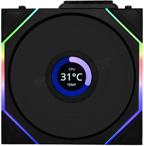 Photo de Lot de 3 Ventilateurs de boitier Lian Li Uni Fan TL Wireless LCD Reverse RGB - 12cm (Noir)