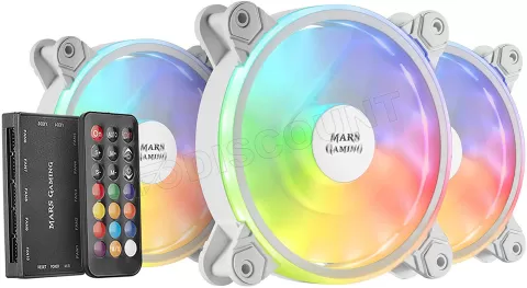 Photo de Lot de 3 Ventilateurs de boitier Mars Gaming MFX RGB 12cm (Blanc)