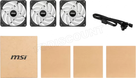 Photo de Lot de 3 Ventilateurs de boitier MSI Mag Max F12A-3 RGB 12cm (Noir)