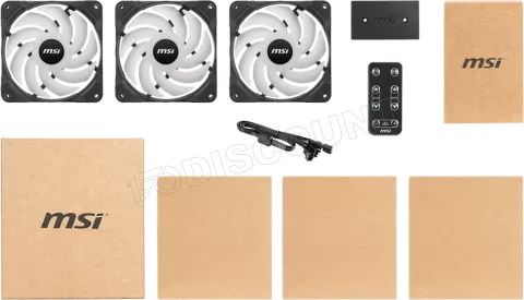 Photo de Lot de 3 Ventilateurs de boitier MSI Mag Max F12A-3H RGB 12cm (Noir)