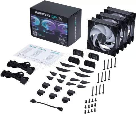 Photo de Lot de 3 Ventilateurs de boitier Phanteks D30 Regular Airflow RGB - 12cm (Noir)