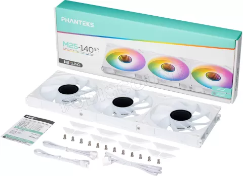 Photo de Lot de 3 Ventilateurs de boitier Phanteks M25 Gen2 Reverse RGB - 14cm (Blanc)
