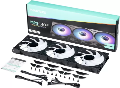 Photo de Lot de 3 Ventilateurs de boitier Phanteks M25 Gen2 RGB - 14cm (Noir)
