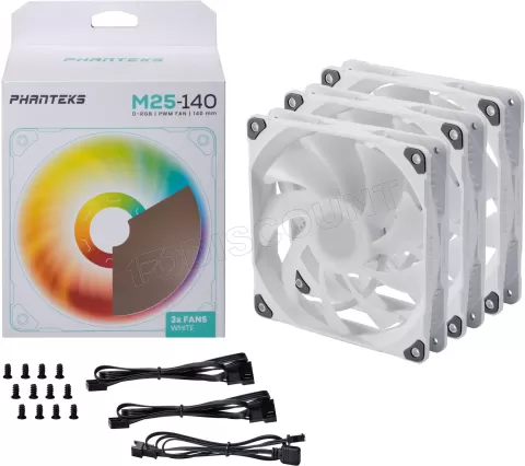Photo de Lot de 3 Ventilateurs de boitier Phanteks M25 RGB - 14cm (Blanc)