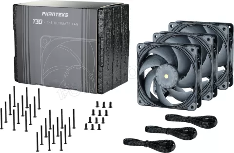 Photo de Lot de 3 Ventilateurs de boitier Phanteks T30 PWM 12cm (Noir)