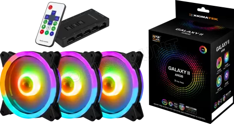 Photo de Lot de 3 Ventilateurs de boitier Xigmatek Galaxy II Ultimate RGB (Noir)
