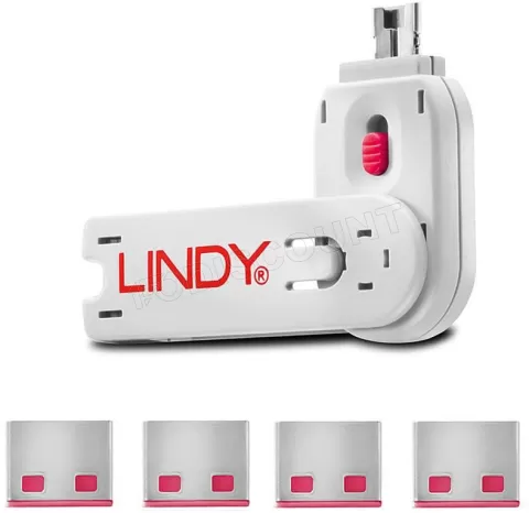 Photo de Lot de 4 Cadenas pour port USB Lindy (Gris/Rouge)