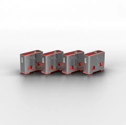 Photo de Lot de 4 Cadenas pour port USB Lindy (Gris/Rouge)