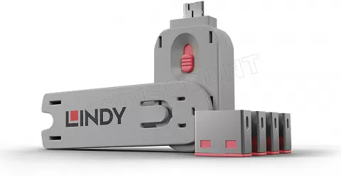 Photo de Lot de 4 Cadenas pour port USB Lindy (Gris/Rouge)