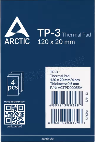 Photo de Lot de 4 Pads thermiques Arctic TP-3 120x20x0,5mm (Bleu)