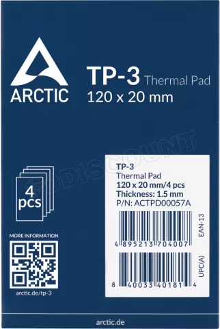 Photo de Lot de 4 Pads Thermiques Arctic TP-3 120x20x1,5mm (Bleu)