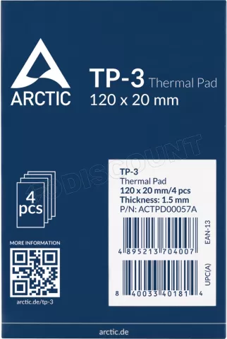 Photo de Lot de 4 Pads thermiques Arctic TP-3 120x20x1,5mm (Bleu)