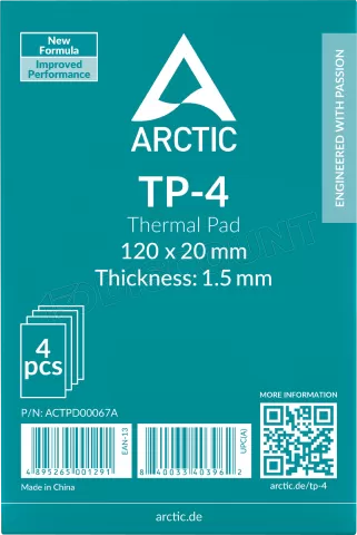 Photo de Lot de 4 Pads thermiques Arctic TP-4 120x20x1,5mm (Gris)