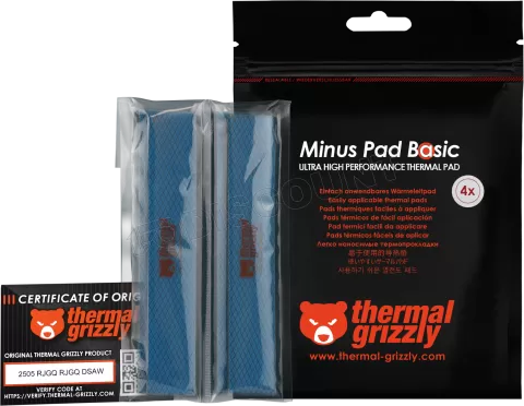 Photo de Lot de 4 Pads Thermiques Thermal Grizzly Minus Pad Basic 120x20x3mm (Noir)