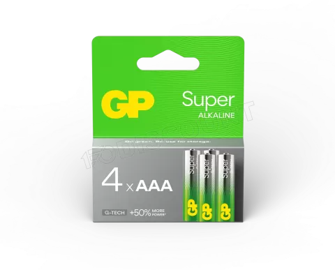 Photo de Lot de 4 piles Alcaline GP Batteries Super type AAA (LR3) 1,5V
