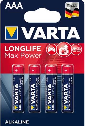 Photo de Lot de 4 piles Alcaline Varta Longlife Max Power type AAA 1,5V (LR3)
