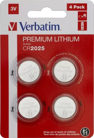 Photo de Lot de 4 Piles plates Verbatim Premium CR2025 3V