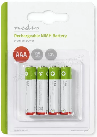 Photo de Lot de 4 piles rechargeables Nedis type AAA (R03) 1,2V  950mAh