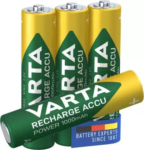 Photo de Lot de 4 piles rechargeables Varta Recharge Accu Power type AAA (LR3) 1000mAh