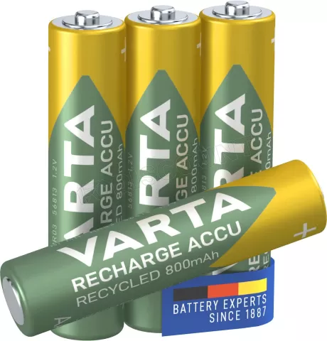 Photo de Lot de 4 piles rechargeables Varta Recharge Accu Recycled type AAA (LR3) 800mAh