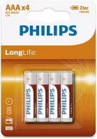 Photo de Piles Philips Lot de 4 piles Zinc Longlife AAA (LR03)