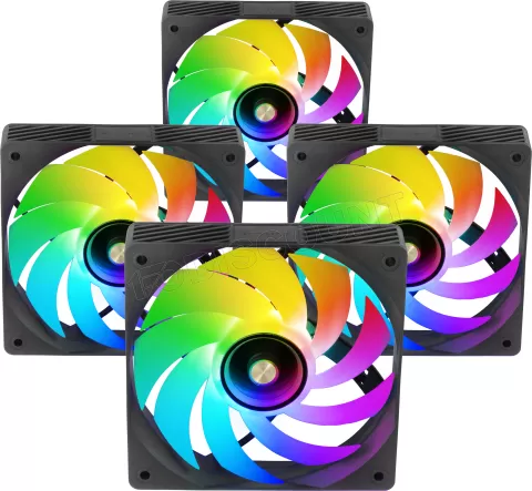 Photo de Lot de 4 Ventilateurs de boitier Mars Gaming MF-SI RGB - 12cm (Noir)