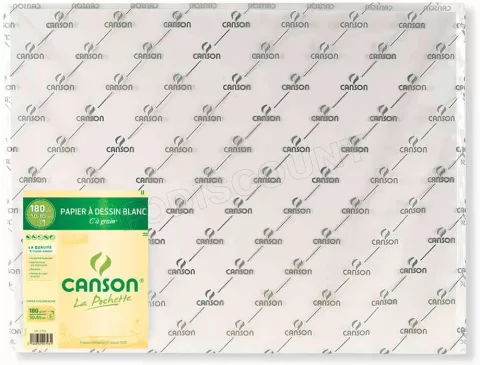 Photo de Lot de 5 feuilles de papier à Dessin Canson "C" à grain 180 g/m² 500x650mm (Blanc)