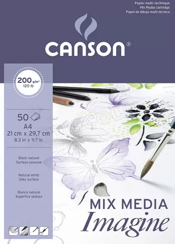 Photo de Lot de 50 feuilles de papier à dessin Canson Dessin Imagine 200 g/m² A4 (Blanc)