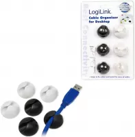 Photo de Lot de 6 Attache-câbles adhésifs LogiLink (Noir/Blanc)