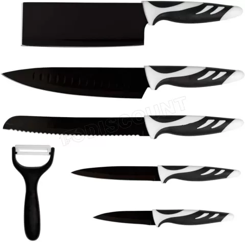Photo de Lot de 6 Couteaux de cuisine et ustensiles Swiss Chef (Noir)