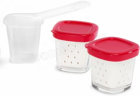 Photo de Lot de 6 pots Seb XF100501 pour yaourtière 140ml avec couvercles (Rouge)