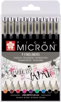 Photo de Lot de 9 feutres Sakura Pigma Micron pointes fines (Coloris assortis)