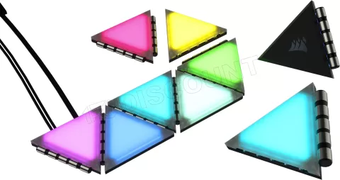 Photo de Lot de 9 Mini Triangles RGB Corsair iCue LC100 Case Accent Lighting Panels