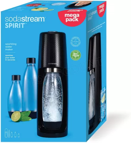 Photo de Machine à gazéifier SodaStream Spirit avec 2 bouteilles supplémentaires (Noir)