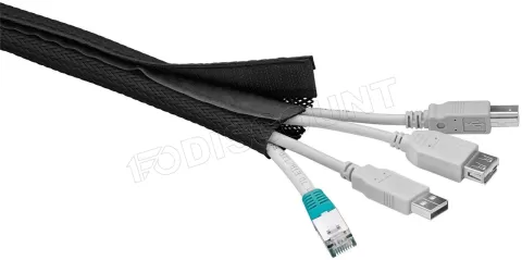 Photo de Manchon textile Organisateur de câbles Goobay WireSleeve 180x4cm avec Velcro (Noir)