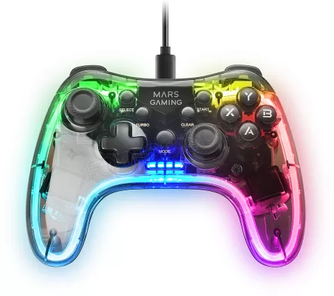 Photo de Manette de jeu filaire Mars Gaming MGP-C RGB (Transparent)