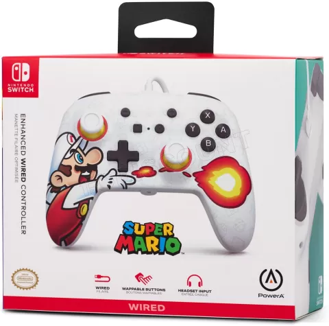 Photo de Manette de jeu filaire PowerA Enhanced Mario Fireball pour Nintendo Switch (Blanc)