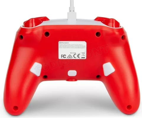 Photo de Manette de jeu filaire PowerA Enhanced Mario pour Nintendo Switch (Blanc/Rouge)
