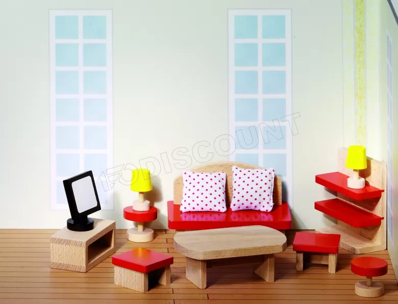 Poupées meubles salon en bois Goki Trendline maison de poupée poupée 