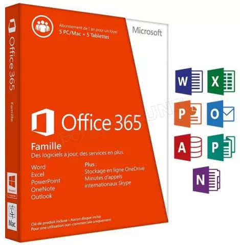 Photo de Microsoft Office 365 Famille 5 PC/MAC + 5 tablettes (Android, iOS, Windows) - 1 an