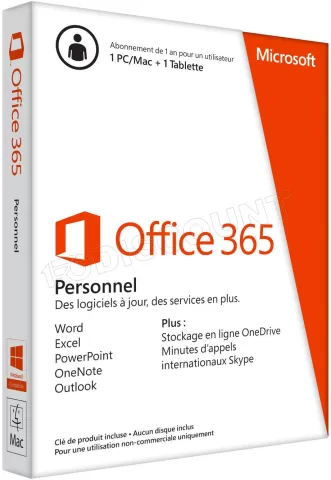 Photo de Microsoft Office 365 Personnel 1 PC/MAC + 1 tablette (Android, iOS, Windows) - 1 an