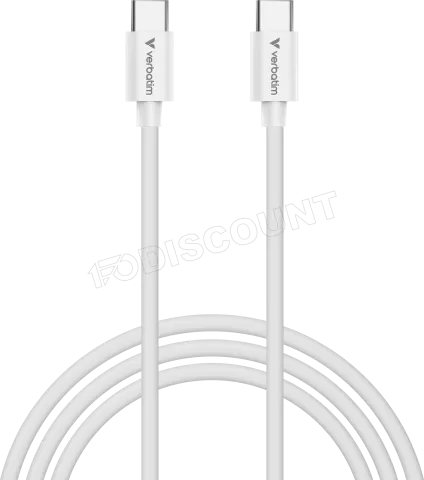 Photo de Mini chargeur secteur Verbatim GaN USB-C avec cable USB-C 20W (Blanc)