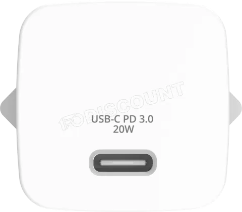 Photo de Mini chargeur secteur Verbatim GaN USB-C avec cable USB-C 20W (Blanc)